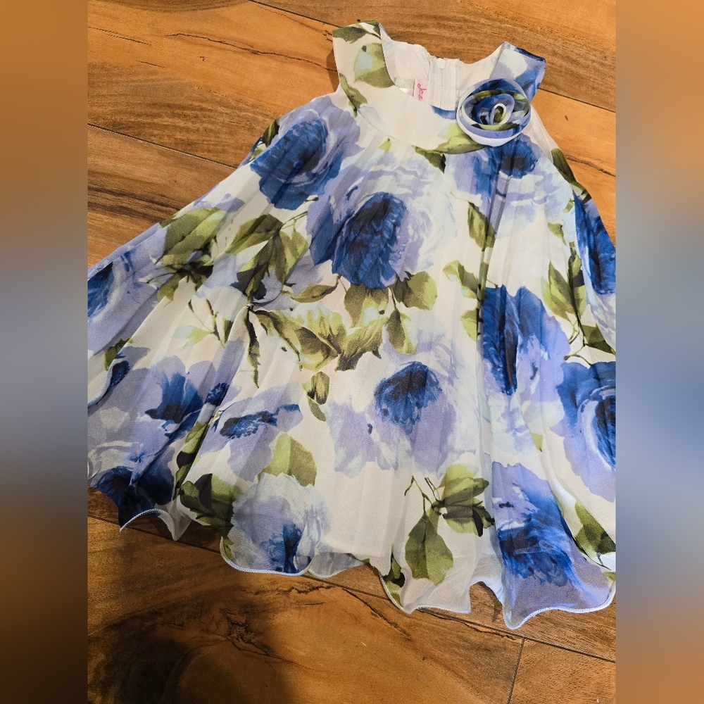 Floral Blue and Green Dress